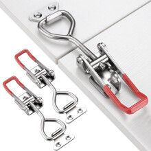 2Piece Stainless Steel Toggle Lever Tensioner Set with Keyhole, Adjustable Crate Lock for Boxes, Cupboards, Drawers, Doors, Windows