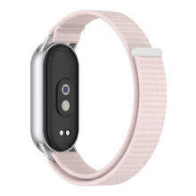 (Pink) Wrist Strap Compatible For Xiaomi Smart Band 10 / 9 / 8 Magic Tape Nylon Loop Watch Band