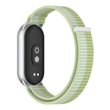 (LightGreen) Wrist Strap Compatible For Xiaomi Smart Band 10 / 9 / 8 Magic Tape Nylon Loop Watch Band