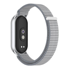(Grey) Wrist Strap Compatible For Xiaomi Smart Band 10 / 9 / 8 Magic Tape Nylon Loop Watch Band