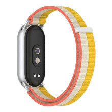 (Beige) Wrist Strap Compatible For Xiaomi Smart Band 10 / 9 / 8 Magic Tape Nylon Loop Watch Band