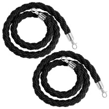 Twisted Barrier Rope for Queues in Black, 1.2M, 1.5M, 1.8M Braided Barrier Rope for Crowd Control, Partition Ropes for Hotels, Banks