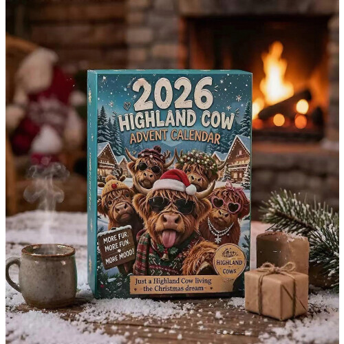 Ημερολόγιο Advent με αγελάδες Highland για τα Χριστούγεννα 2026, Σετ τυφλών κουτιών