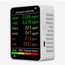 Monitor de calidad del aire, detector multifuncional 6 en 1 de dióxido de carbono, PM2.5, PM10, TVOC, medidor de temperatura y humedad