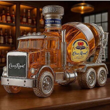 New Whiskey Decanter 10 Oz Glass Cement Mixer - Creative Bar Table Decoration for Men, Collectors & Alcohol Lovers