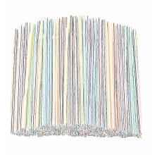 500 Stück Plastik-Trinkhalme, 8 Zoll lang, mehrfarbig gestreift, Bettbar #1