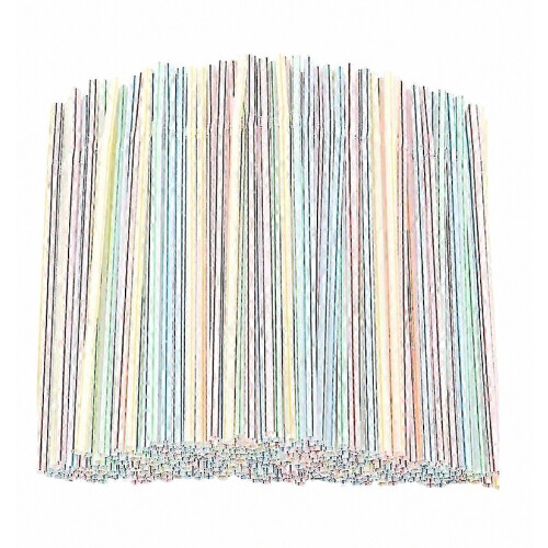 500pcs Plastic Drinking Straws 8 Inches Long Multi-Colored Striped Bedable#1
