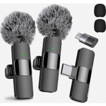 2024 Professional Noise Canceling Lavalier Microphone 2 Pack with USB-C for iPhone, iPad, Android - Crystal Clear Recording for Live St