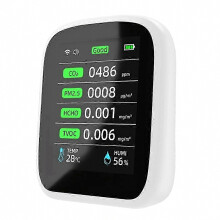Medidor portátil 8 en 1 de calidad del aire interior con WiFi, detector de CO2 y sensor NDIR para temperatura y humedad, compatible con