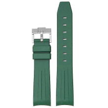 (Green) 20MM Watch Strap For Omega & Swatch TPU Arc Strap Silver Buckle Watch Band