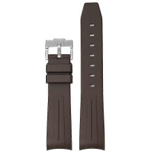 (Brown) 20MM Watch Strap For Omega & Swatch TPU Arc Strap Silver Buckle Watch Band