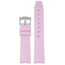 (Pink) 20MM Watch Strap For Omega & Swatch TPU Arc Strap Silver Buckle Watch Band