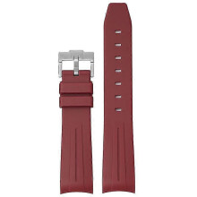 (Dark Red) 20MM Watch Strap For Omega & Swatch TPU Arc Strap Silver Buckle Watch Band