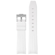 (White) 20MM Watch Strap For Omega & Swatch TPU Arc Strap Silver Buckle Watch Band