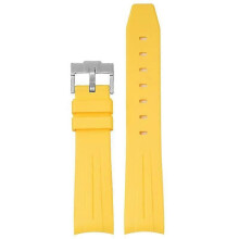 (Yellow) 20MM Watch Strap For Omega & Swatch TPU Arc Strap Silver Buckle Watch Band