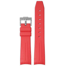 (Bright Red) 20MM Watch Strap For Omega & Swatch TPU Arc Strap Silver Buckle Watch Band