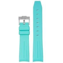 (Cyan) 20MM Watch Strap For Omega & Swatch TPU Arc Strap Silver Buckle Watch Band