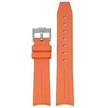 (Orange) 20MM Watch Strap For Omega & Swatch TPU Arc Strap Silver Buckle Watch Band