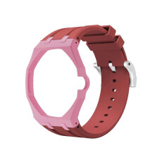 (Red Pink) Silicone Watch Strap with Octagonal Protective Case, Compatible with Royal Pop Pocket Watch
