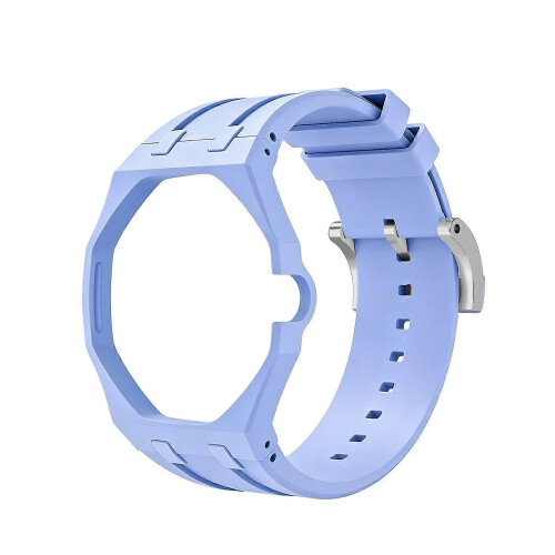 (Baby Blue) Silicone Watch Strap with Octagonal Protective Case, Compatible with Royal Pop Pocket Watch