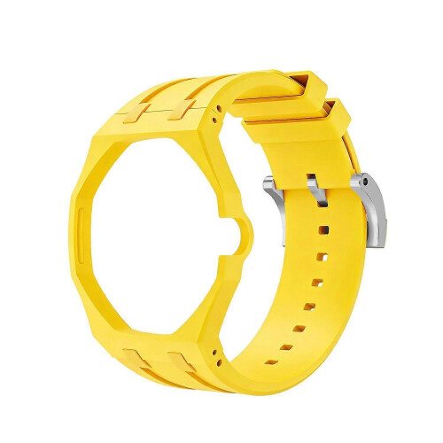 (Yellow) Silicone Watch Strap with Octagonal Protective Case, Compatible with Royal Pop Pocket Watch