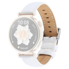 (White) Compatible For Garmin Lily 2 Active / Lily 2 Wrist Strap 14mm Top Layer Cowhide Leather Watch Band