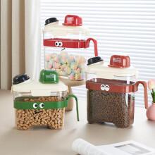 (Red large size, Handle style) Pet Food Storage Container Sealed Airtight Food-Grade Cat Dog Food Storage Bucket Bin Box 10L