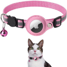 (Orange) Apple AirTag Tracker Case Pet Collar Reflective Bell Cat Anti-Lost Silicone Protective Cover
