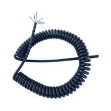 Telescopic Wire Spiral Cable Shielded 5 Core 24AWG 0.2mm, Square CrossSection, 1m To 14m Stretch