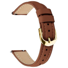 (Brown) Compatible For Huawei Watch GT 5 41mm Watch Band Gold Buckle Slim Leather Strap