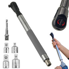 Offset Extension Wrench Impact for Electric Drill, Electric Ratchet Wrench Chain Drive Wrench Extender with 4 Adapters
