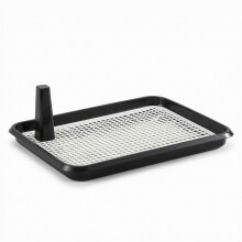 (Black Indoor) Dog Potty Tray with Raised Wall Paw-Dry Dog Toilet Tray with Wall Easy-to-Clean