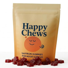 Happy Chews Kids Saffron Gummies Calm Mood Sleep Support Natural Fruit Flavor 60 Count