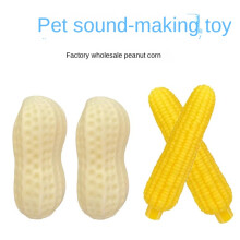 (Sounding corn) Dog Squeaky Toy Eco-Friendly Latex Durable Simulation Milk Scent Peanut Corn Shape Pet Interactive Training Toy