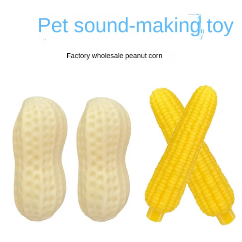 (Sounding corn) Dog Squeaky Toy Eco-Friendly Latex Durable Simulation Milk Scent Peanut Corn Shape Pet Interactive Training Toy