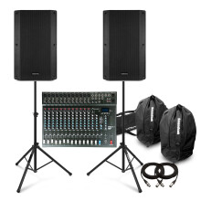 16 Channel Live Band PA System - CLUB XS16+ with Vonyx 15" Speakers & Cases