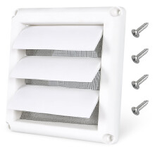 6 Inch Louvered Dryer Vent Cover White Plastic Outdoor Wall Vent Hood with Screws for Rain Snow Bird Protection