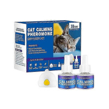 (US plug with 2 liquid, Odourless) 48ml Pheromone Diffuser For Cats Cat Pheromone Plug-In Relaxants Kit Refill Calming Spray For Cat Calm Relaxing