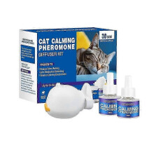(UK plug with 2 liquid, Lavender) 48ml Pheromone Diffuser For Cats Cat Pheromone Plug-In Relaxants Kit Refill Calming Spray For Cat Calm Relaxing