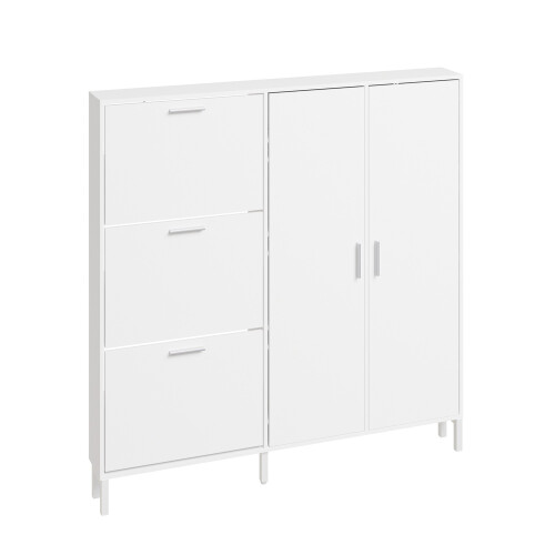 SoBuy Meuble à Chaussures Blanc Mince 2 Portes