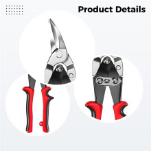 DELIXI 10-Inch Aviation Snip, Left Cut Tin Snips with 1.8 in Cutter for Straight and Curved Cuts, 9.6 in Hand Tool