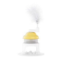 (Yellow) Interactive Design Dog Treat Dispenser Toy Puzzle Mechanism Slow Feeding Pet Feeder Teaser Wand Ice Shaver Shape