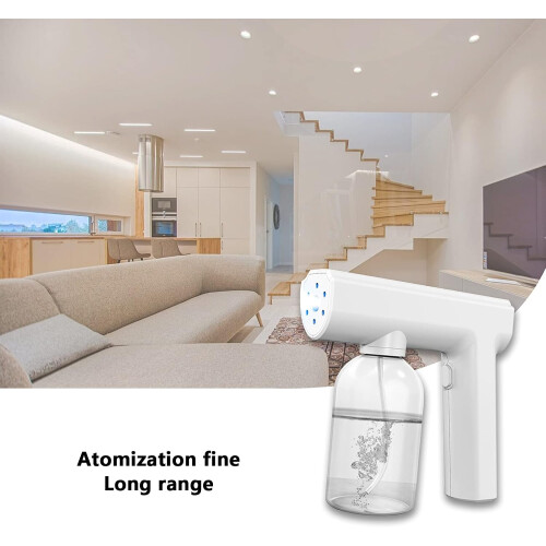 Nano Atomization Disinfectant Spray Gun, Wireless Blue Light Steam Sterilization Mist Machine (White) 1