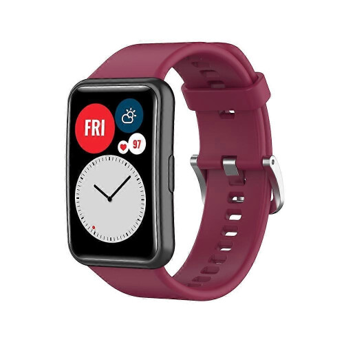 (Wine Red, Multicolor) Soft Silicone Watch Strap for Huawei Watch Fit - Dark Blue 1