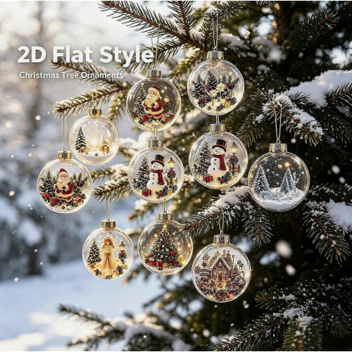 Χριστουγεννιάτικο Ημερολόγιο Advent Box Blind, Ρετρό Στρογγυλά 2D Ακρυλικά Στολίδ 1
