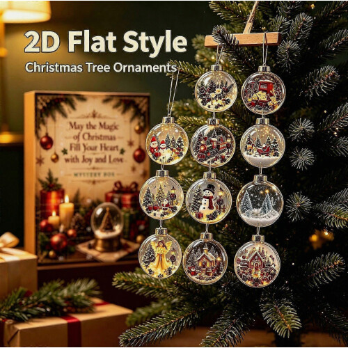 Χριστουγεννιάτικο Ημερολόγιο Advent Box Blind, Ρετρό Στρογγυλά 2D Ακρυλικά Στολίδ 2