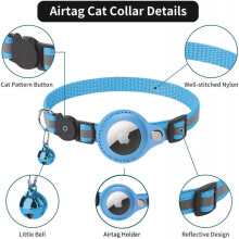 (Red) Apple AirTag Tracker Case Pet Collar Reflective Bell Cat Anti-Lost Silicone Protective Cover
