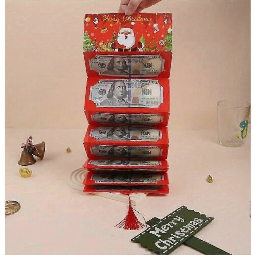 1* Faltbarer Weihnachtsgeld- oder Kartenhalter mit 10 Fächern, Überraschungsgeschenk-Geldhalter 1