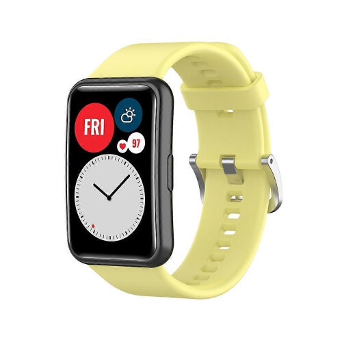 (Yellow, Multicolor) Soft Silicone Watch Strap for Huawei Watch Fit - Dark Blue 1
