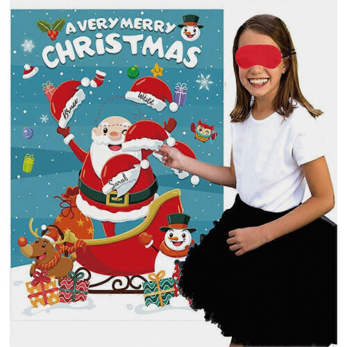 Weihnachtsmann-Poster-Spielrequisiten für Kinderpartys, 1 Set, Rot 2